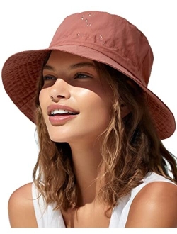 Bucket Hat for Women Packable Sun Hat Nylon Travel Hat Wide Brim UV Protection Summer Hat