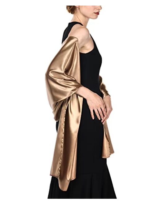 FURTALK Satin Shawls and Wraps for Evening Dresses Womens Silky Shawls Scarf for Weddings Dressy Formal