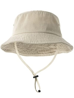 Kids Bucket Hat Cotton Summer Toddler Sun Hat for Boys Girls Bucket Hat with Strings