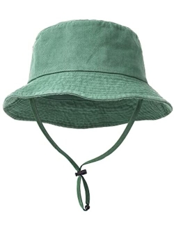Kids Bucket Hat Cotton Summer Toddler Sun Hat for Boys Girls Bucket Hat with Strings