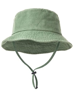 Kids Bucket Hat Cotton Summer Toddler Sun Hat for Boys Girls Bucket Hat with Strings