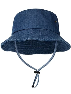 Kids Bucket Hat Cotton Summer Toddler Sun Hat for Boys Girls Bucket Hat with Strings