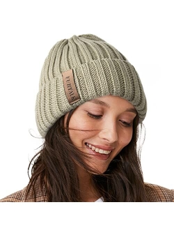 Winter Hats for Women Fleece Lined Beanie Cable Knit Chunky Beanies Womens Snow Cap