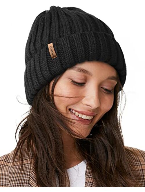 FURTALK Winter Hats for Women Fleece Lined Beanie Cable Knit Chunky Beanies Womens Snow Cap