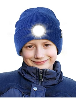 Kids Beanie with Light for Boys Girls Winter Hats Toddler Unisex Led Knitted Hat for Winter Warm Beanie Caps