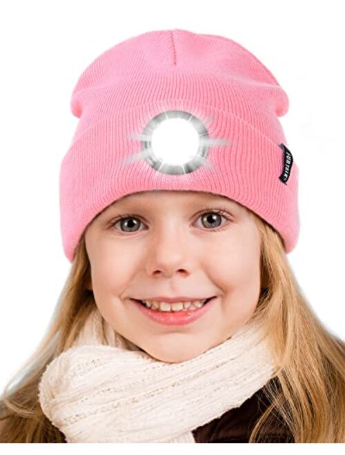 FURTALK Kids Beanie with Light for Boys Girls Winter Hats Toddler Unisex Led Knitted Hat for Winter Warm Beanie Caps