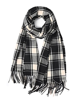 Winter Scarf for Women Shawl Cashmere Feel Tassel Plaid Large Oversized Scarves Wraps
