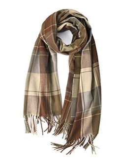 Winter Scarf for Women Shawl Cashmere Feel Tassel Plaid Large Oversized Scarves Wraps