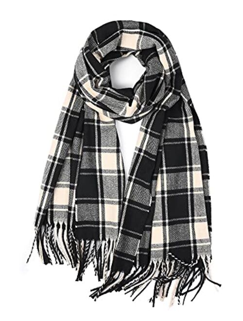 FURTALK Winter Scarf for Women Shawl Cashmere Feel Tassel Plaid Large Oversized Scarves Wraps