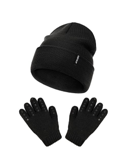 Toddler Beanie and Gloves for Boys Girls Kids Winter Hats and Gloves Set Baby Knit Beanies