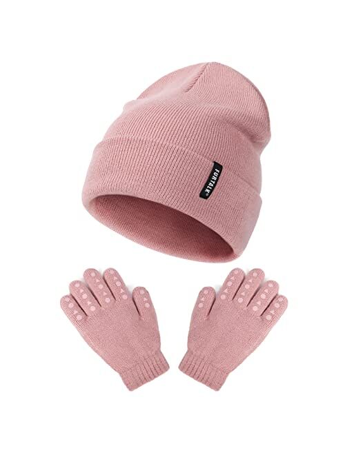 Furtalk Toddler Beanie and Gloves for Boys Girls Kids Winter Hats and Gloves Set Baby Knit Beanies