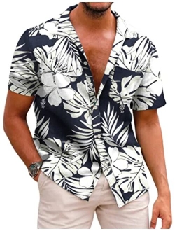 Mens Hawaiian Shirts Short Sleeve Casual Button Down Tropical Beach Shirt