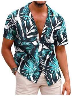 Mens Hawaiian Shirts Short Sleeve Casual Button Down Tropical Beach Shirt