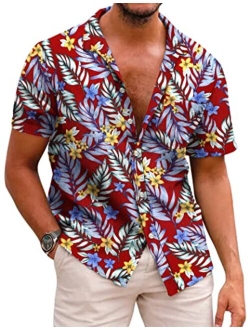 Mens Hawaiian Shirts Short Sleeve Casual Button Down Tropical Beach Shirt