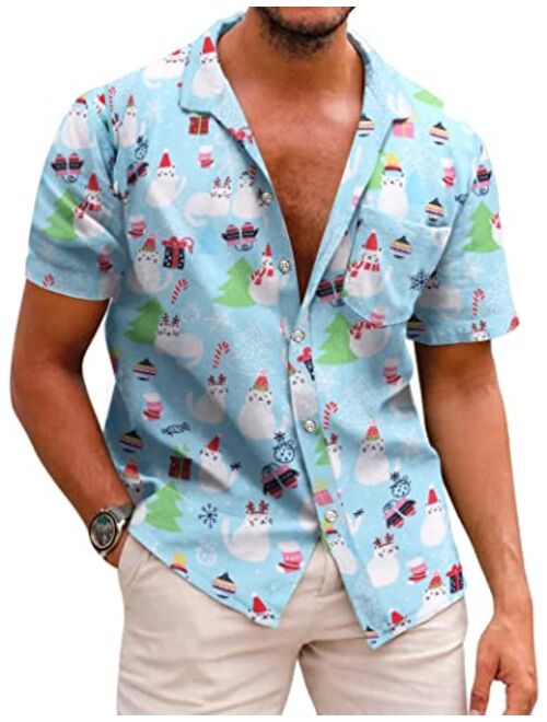 COOFANDY Mens Hawaiian Shirts Short Sleeve Casual Button Down Tropical Beach Shirt