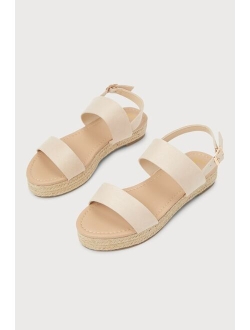 Callidora Off White Raffia Flatform Sandals