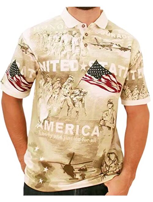 COTTON TRADERS Allover Patriotic Polo Shirt