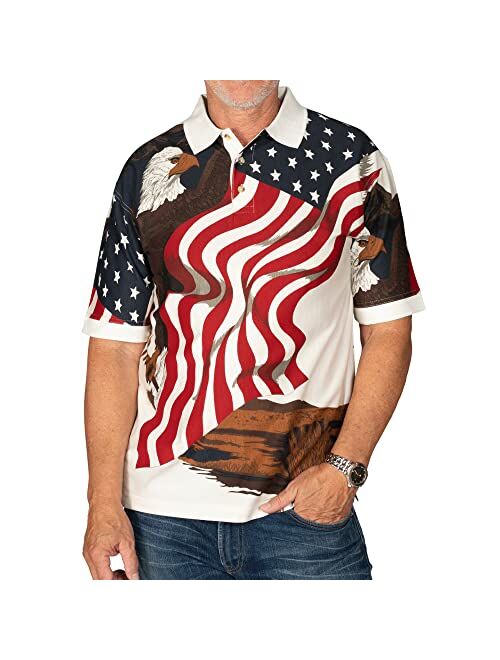 COTTON TRADERS Allover Patriotic Polo Shirt