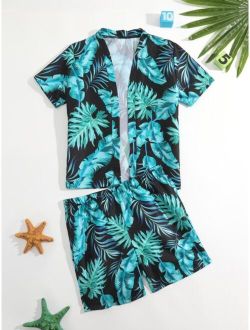 Boys Tropical Print Kimono & Beach Shorts