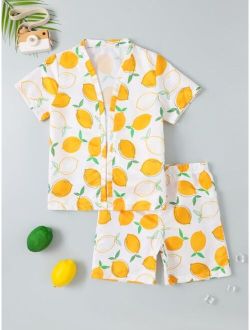 Boys Lemon Print Beach Swimsuit