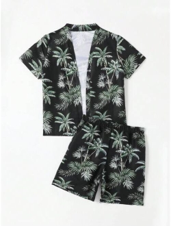 Boys Tropical Print Kimono & Shorts