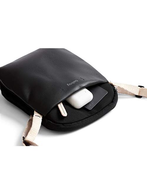 Bellroy City Pouch Premium (leather cross-body bag, e-reader or small tablet, wallet, sunglasses, phone) - Black Sand