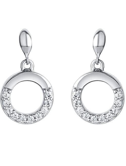 Peora 925 Sterling Silver Swirled Circle Drop Earrings for Women, Hypoallergenic Fine Jewelry