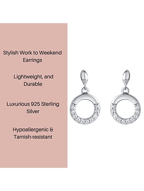 Peora 925 Sterling Silver Swirled Circle Drop Earrings for Women, Hypoallergenic Fine Jewelry