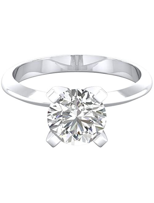 Peora 14K White Gold 2 Carats Moissanite Engagement Ring for Women, Classic Solitaire, Round Brilliant Cut 8mm, D-E Color, VVS Clarity Sizes 4 to 10