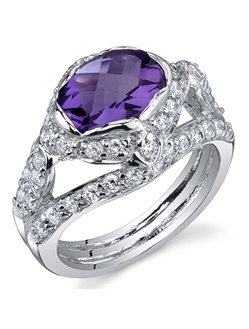 Peora Statuesque 1.50 Carats Amethyst Ring in Sterling Silver Sizes 5 to 9