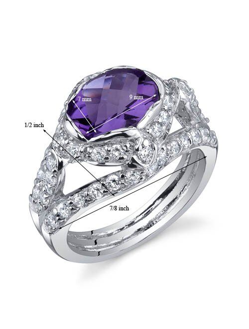 Peora Statuesque 1.50 Carats Amethyst Ring in Sterling Silver Sizes 5 to 9