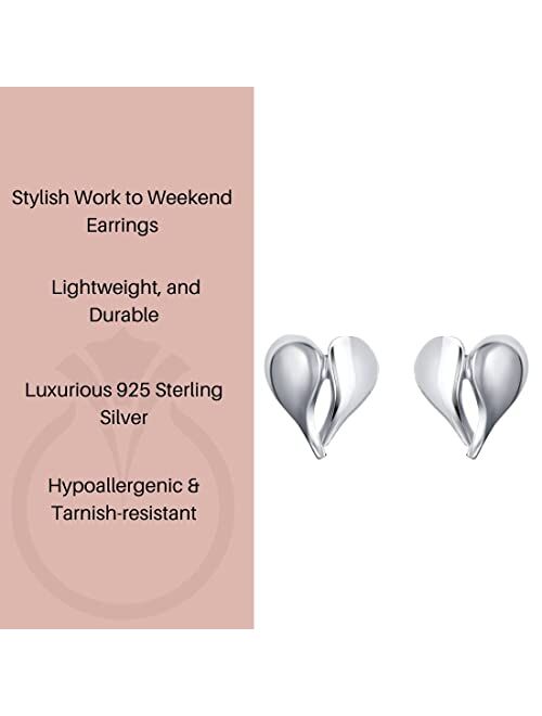 Peora 925 Sterling Silver Pure of Heart Earrings for Women, Hypoallergenic Fine Jewelry