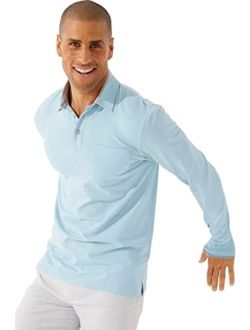 UPF 50  Men's Merrit Long Sleeve Pocket Polo - Sun Protective