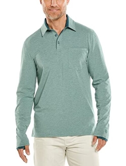 UPF 50  Men's Merrit Long Sleeve Pocket Polo - Sun Protective