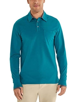 UPF 50  Men's Merrit Long Sleeve Pocket Polo - Sun Protective