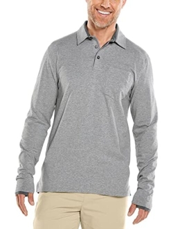 UPF 50  Men's Merrit Long Sleeve Pocket Polo - Sun Protective