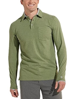 UPF 50  Men's Merrit Long Sleeve Pocket Polo - Sun Protective