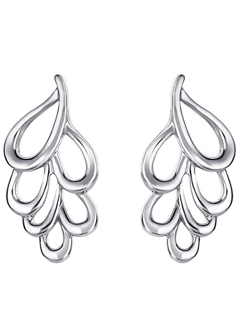 Peora 925 Sterling Silver Clustered Teardrop Earrings for Women, Hypoallergenic Fine Jewelry