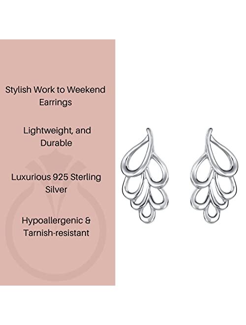 Peora 925 Sterling Silver Clustered Teardrop Earrings for Women, Hypoallergenic Fine Jewelry