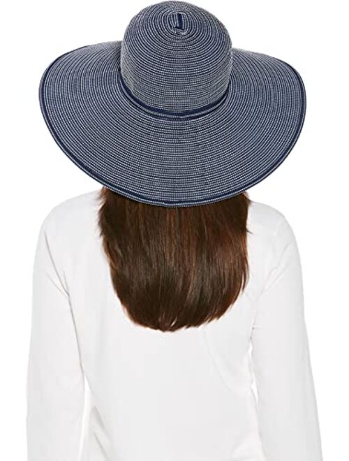 Coolibar UPF 50+ Women's Reversible Zoey Ribbon Hat - Sun Protective (One Size- Navy/White)