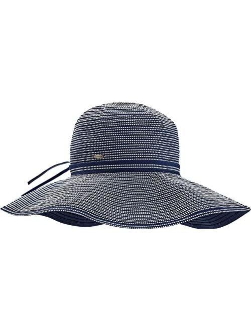 Coolibar UPF 50+ Women's Reversible Zoey Ribbon Hat - Sun Protective (One Size- Navy/White)