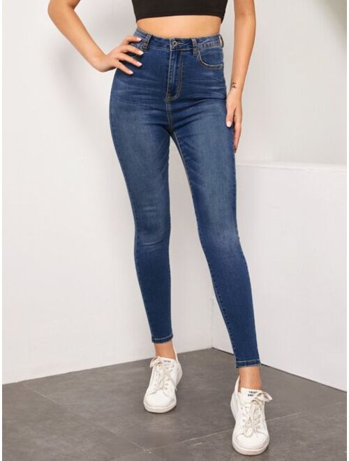 Shein High Waist High Stretch Slant Pocket Jeans