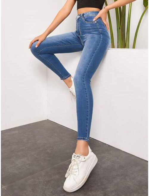 Shein High Waist High Stretch Slant Pocket Jeans