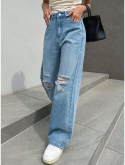 Ripped Wide Leg Jeans