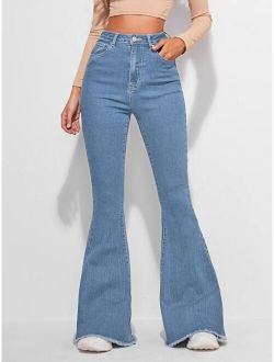 Contrast Raw Hem Leg Jeans