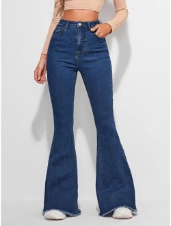 Contrast Raw Hem Leg Jeans