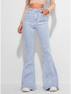 Contrast Raw Hem Leg Jeans