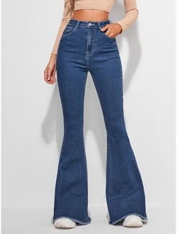 Contrast Raw Hem Leg Jeans