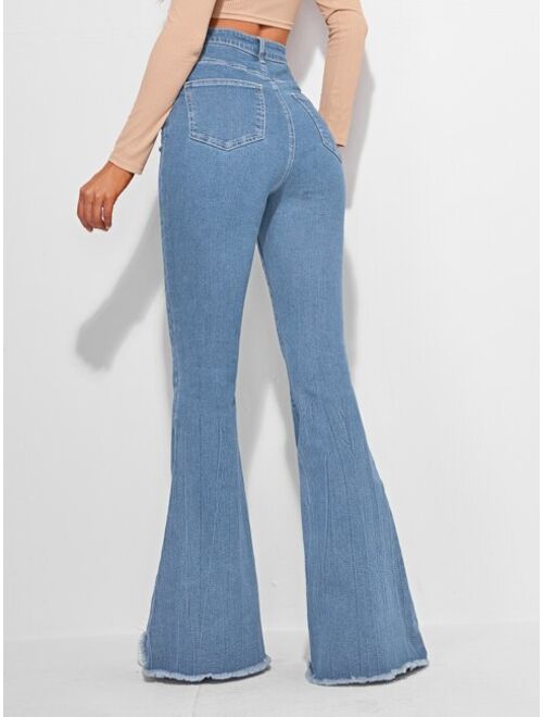 Shein Contrast Raw Hem Leg Jeans