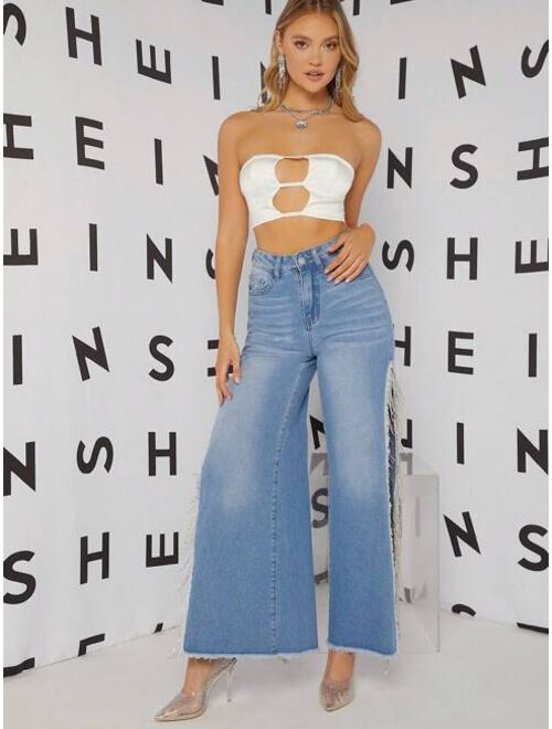 Shein High-Waist Slit-Side Wide-Leg Jeans